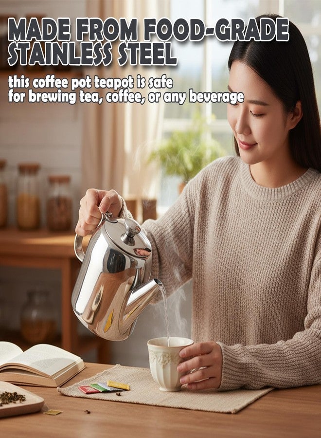 Milltrip Stainless Steel Teapot, 20oz Coffee Pot Teapot with Short Spout, Cold Brew Kettle Cold Water Jug, Stainless Steel Tea Kettles Pot Gooseneck Teapot for Home, Kitchen, Hotel, Restaurant - Image 4