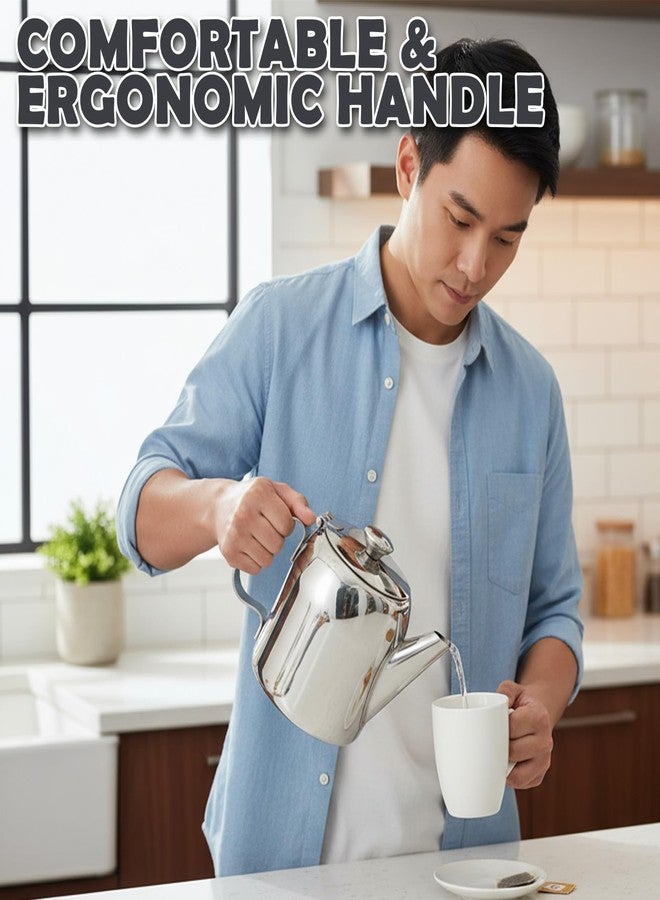 Milltrip Stainless Steel Teapot, 20oz Coffee Pot Teapot with Short Spout, Cold Brew Kettle Cold Water Jug, Stainless Steel Tea Kettles Pot Gooseneck Teapot for Home, Kitchen, Hotel, Restaurant - Image 2