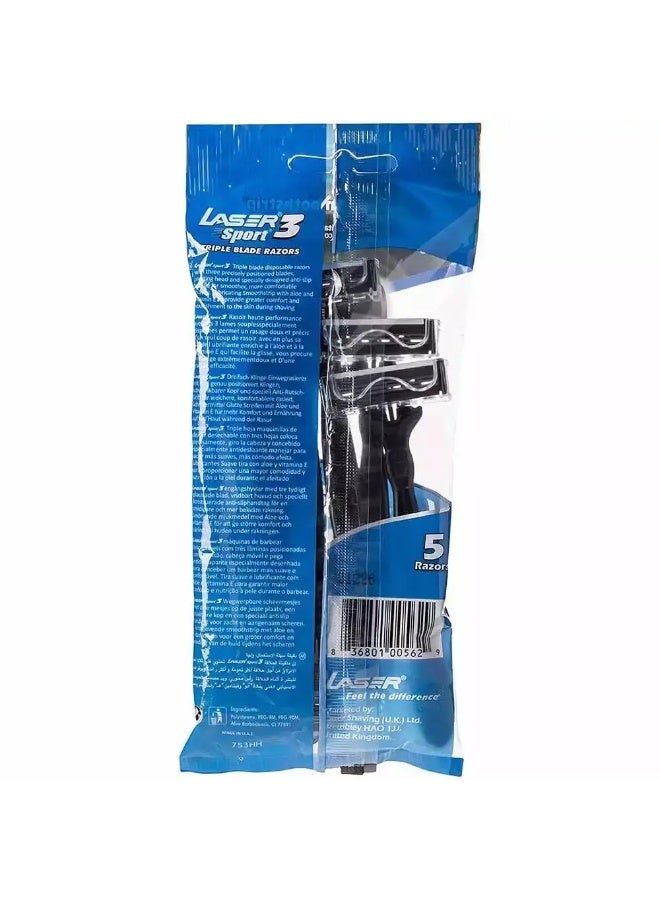 Laser 3 Triple Blade Disposable Razors 5+5 Pack, Laser Disposable Razors for Men 10pcs Pack - Image 3