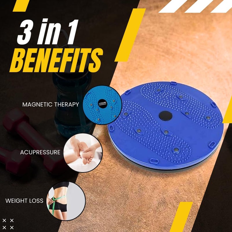 PRO365 Waist Disc Twist Board | Acupressure | Magnets Reflexology | 140 Kg Capacity | 1 Year Brand Warranty | Slimming Abdominal 5 in 1 | Tummy Twister, Blue - Image 3