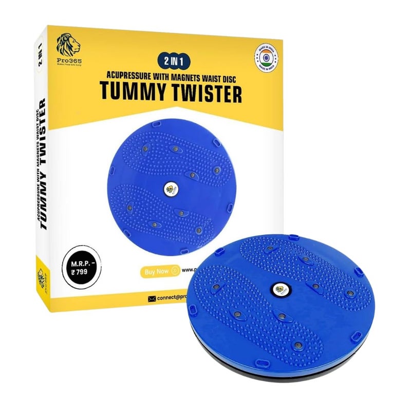 PRO365 Waist Disc Twist Board | Acupressure | Magnets Reflexology | 140 Kg Capacity | 1 Year Brand Warranty | Slimming Abdominal 5 in 1 | Tummy Twister, Blue - Image 1