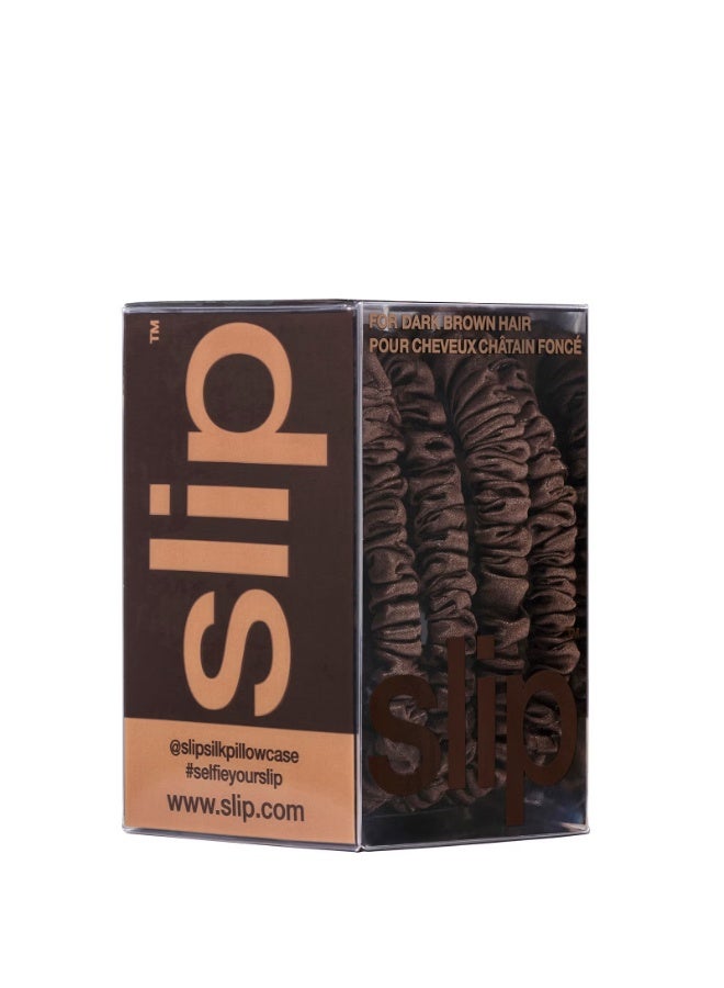 Slip Pure Silk Skinny Scrunchies - Dark Brown - Image 3
