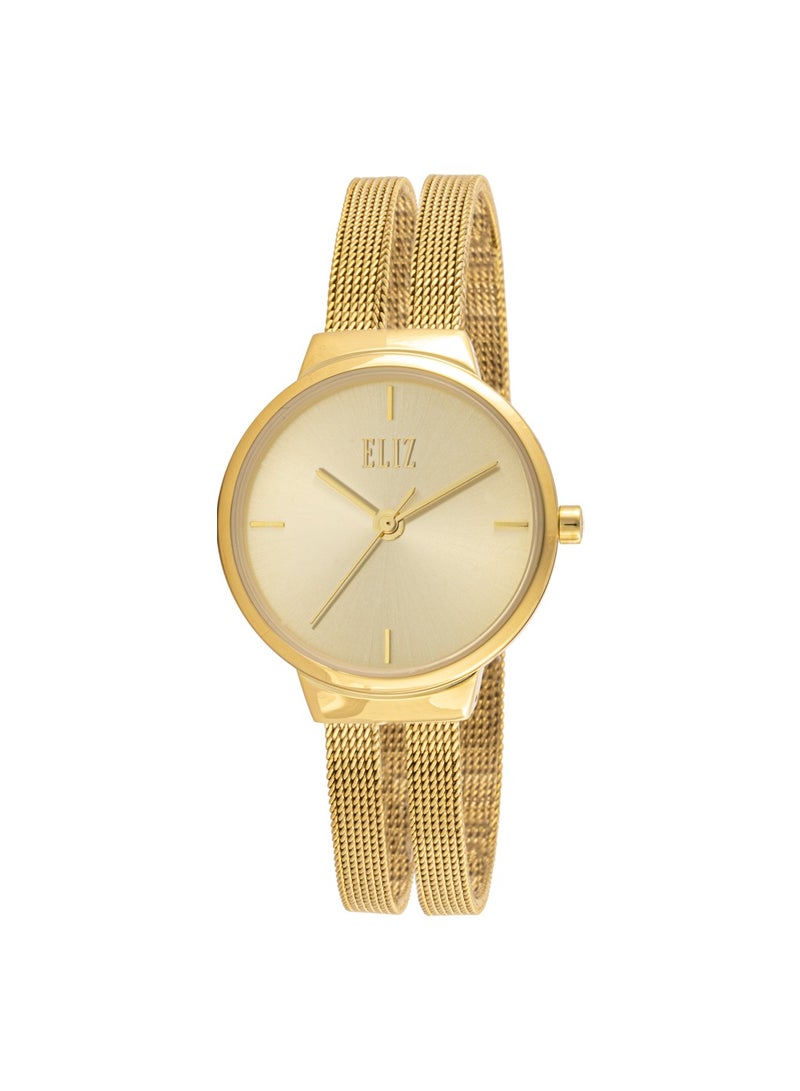 ELIZ ES8789L2GCG SS & Mesh Strap 3-Hands Women's Watch - Image 1
