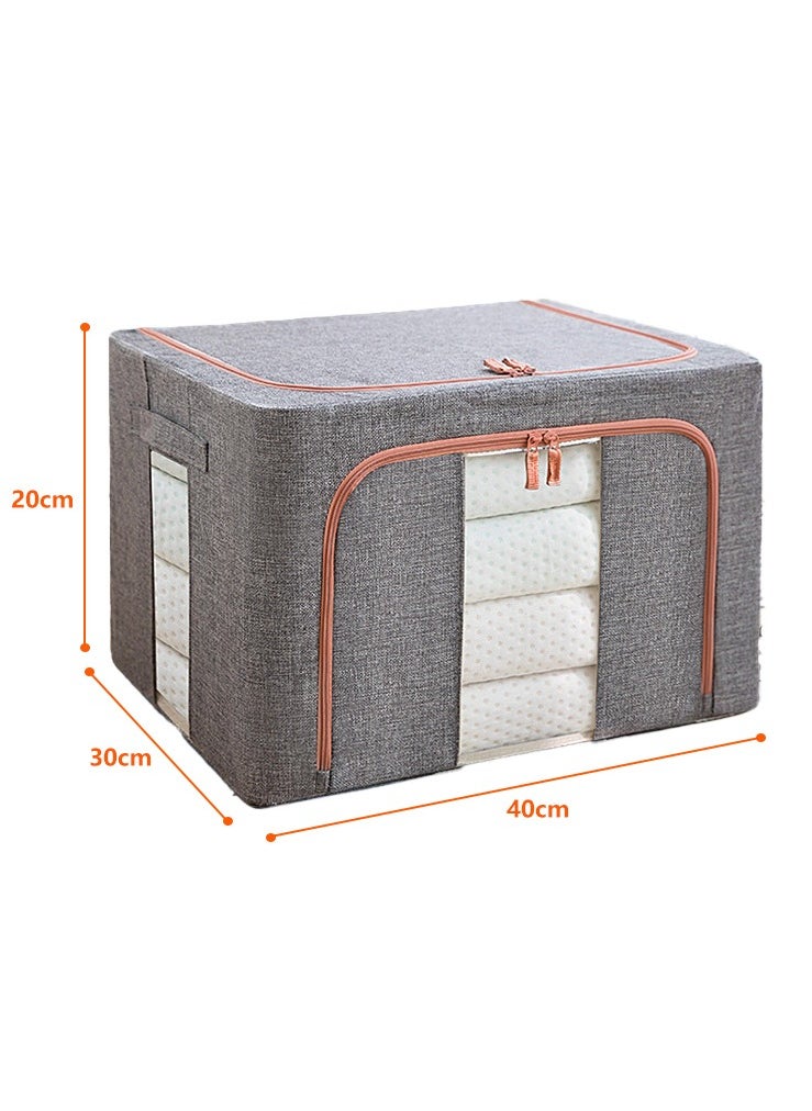 XiuWoo - 2 Pack Foldable Stackable Large Capacity Clothes Storage, Drawer Storage Organizer, Closet Organizer Basket, Cloth Container Bins with Metal Frame, Clear Window - Image 1