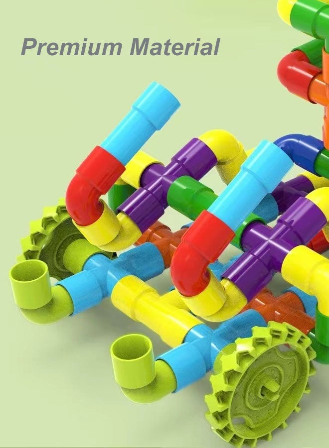 Hanayo 148 Pcs Building Blocks Toys Colorful Large Particle Pipe Building Blocks Toy with Storage Box Educational Toys for Kids Creative Activity Games Gift(Multicolour) - Image 4