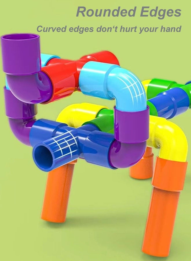 Hanayo 148 Pcs Building Blocks Toys Colorful Large Particle Pipe Building Blocks Toy with Storage Box Educational Toys for Kids Creative Activity Games Gift(Multicolour) - Image 5