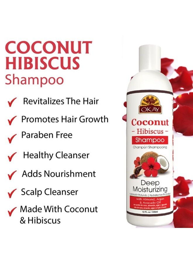 OKAY | Coconut Hibiscus Shampoo | For All Hair Types & Textures | Restore, Rehydrate, Strengthen Hair | With Almond, Argan & Avocado Oil | Free of Parabens, Silicones, Sulfates | 12. oz - Image 4