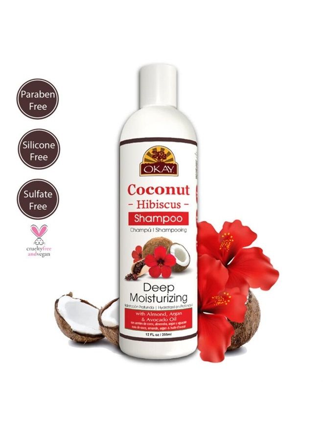 OKAY | Coconut Hibiscus Shampoo | For All Hair Types & Textures | Restore, Rehydrate, Strengthen Hair | With Almond, Argan & Avocado Oil | Free of Parabens, Silicones, Sulfates | 12. oz - Image 3
