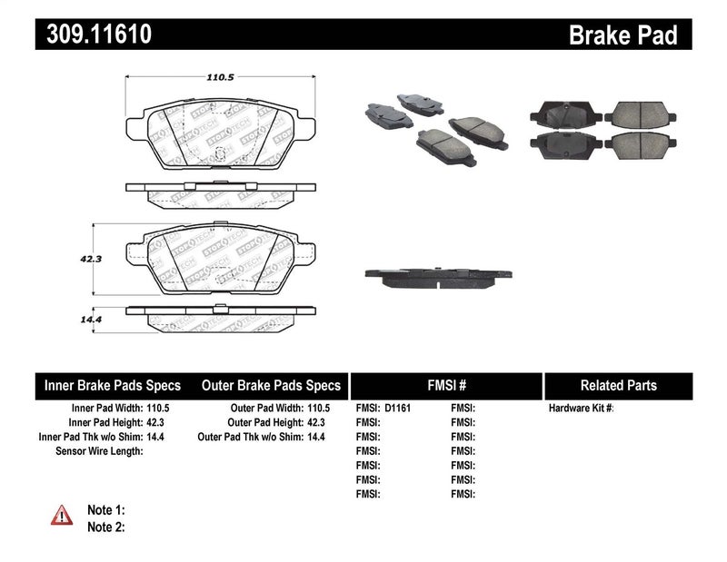 StopTech 309.11610 Sport Brake Pads with Shims and Hardware - Image 5