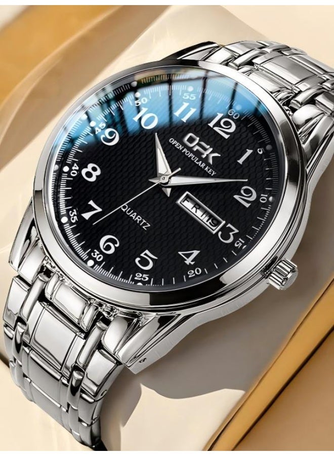 OPK Watch for Men Stainless Steel Waterproof Luminous Date Analog Quartz Wrist Watch Business Fashion Casual Men Watches - Image 1