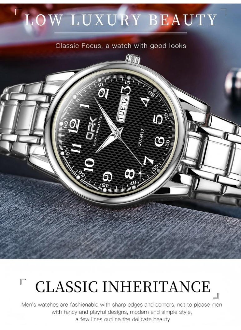 OPK Watch for Men Stainless Steel Waterproof Luminous Date Analog Quartz Wrist Watch Business Fashion Casual Men Watches - Image 4