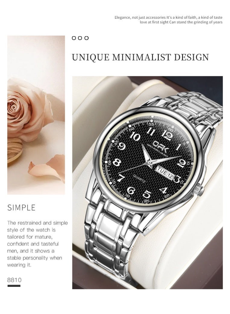 OPK Watch for Men Stainless Steel Waterproof Luminous Date Analog Quartz Wrist Watch Business Fashion Casual Men Watches - Image 5