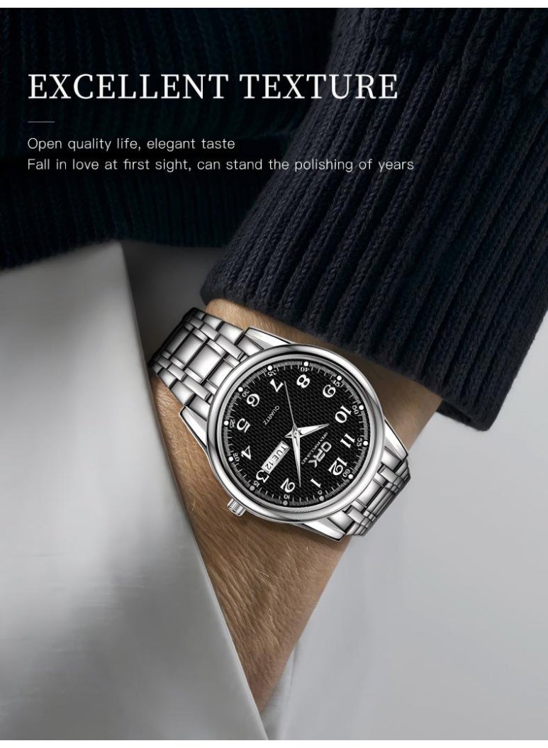 OPK Watch for Men Stainless Steel Waterproof Luminous Date Analog Quartz Wrist Watch Business Fashion Casual Men Watches - Image 2