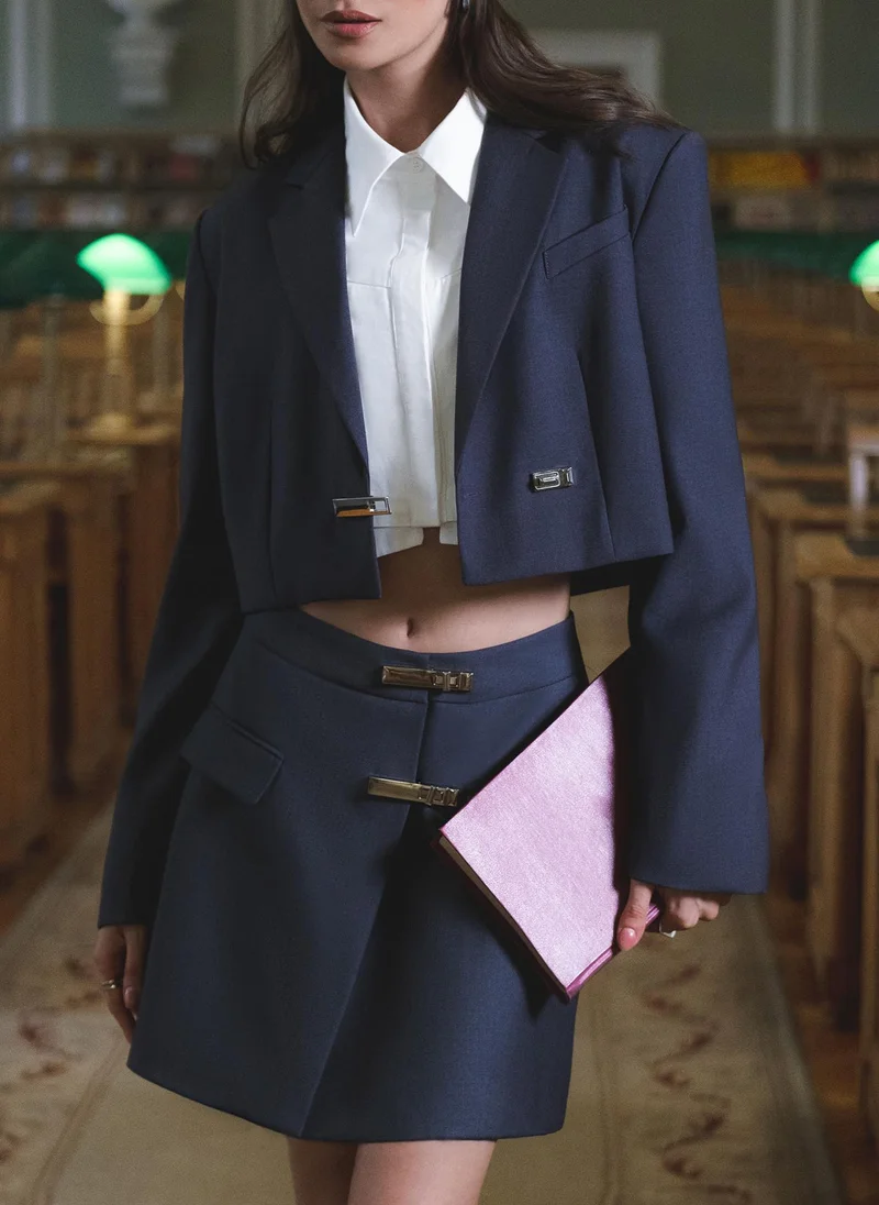 Lichi  Cropped jacket with turn lock clasp for Women | Best Price UAE