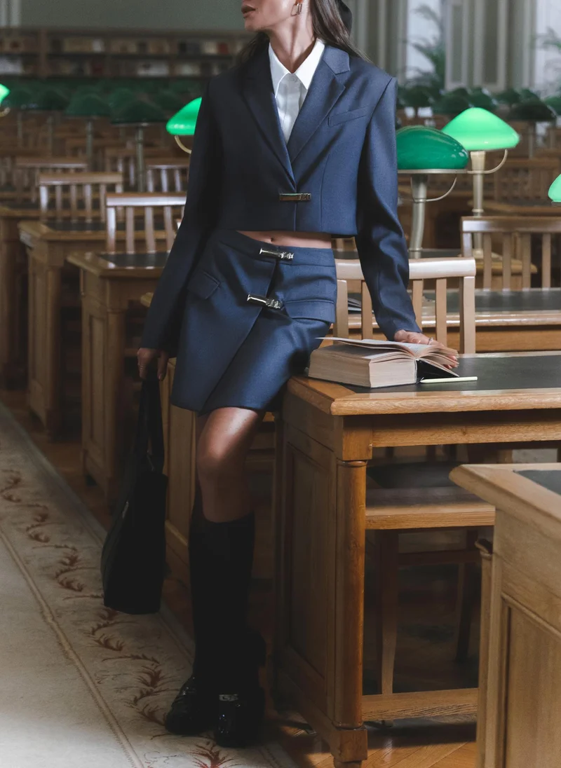 Lichi  Cropped jacket with turn lock clasp for Women | Best Price UAE