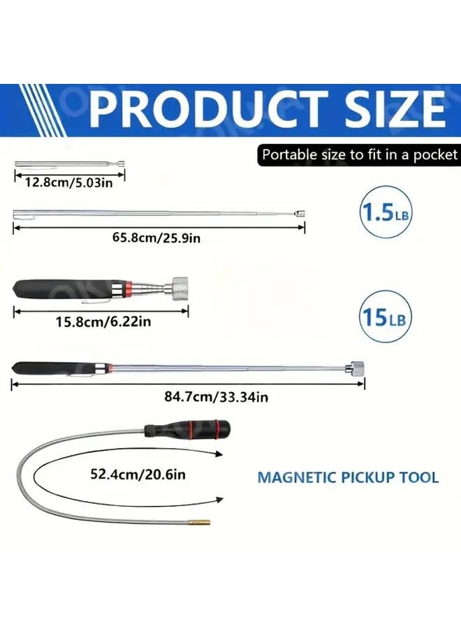 3 Pack Magnetic Pick Up Tool Telescoping Magnet For Car Repair Home DIY - Image 4