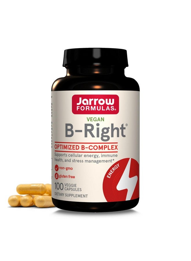 Jarrow Formulas B-Right, Optimized B Complex Featuring Vitamin B1, B2, B5, B6, B12 and B9 to Support Cellular Energy, Immune Health and Stress Management, 100 Veggie Capsules, Up to a 100 Day Supply - Image 1