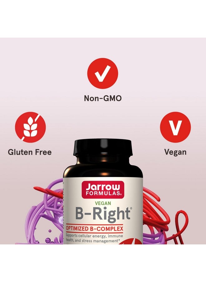 Jarrow Formulas B-Right, Optimized B Complex Featuring Vitamin B1, B2, B5, B6, B12 and B9 to Support Cellular Energy, Immune Health and Stress Management, 100 Veggie Capsules, Up to a 100 Day Supply - Image 5