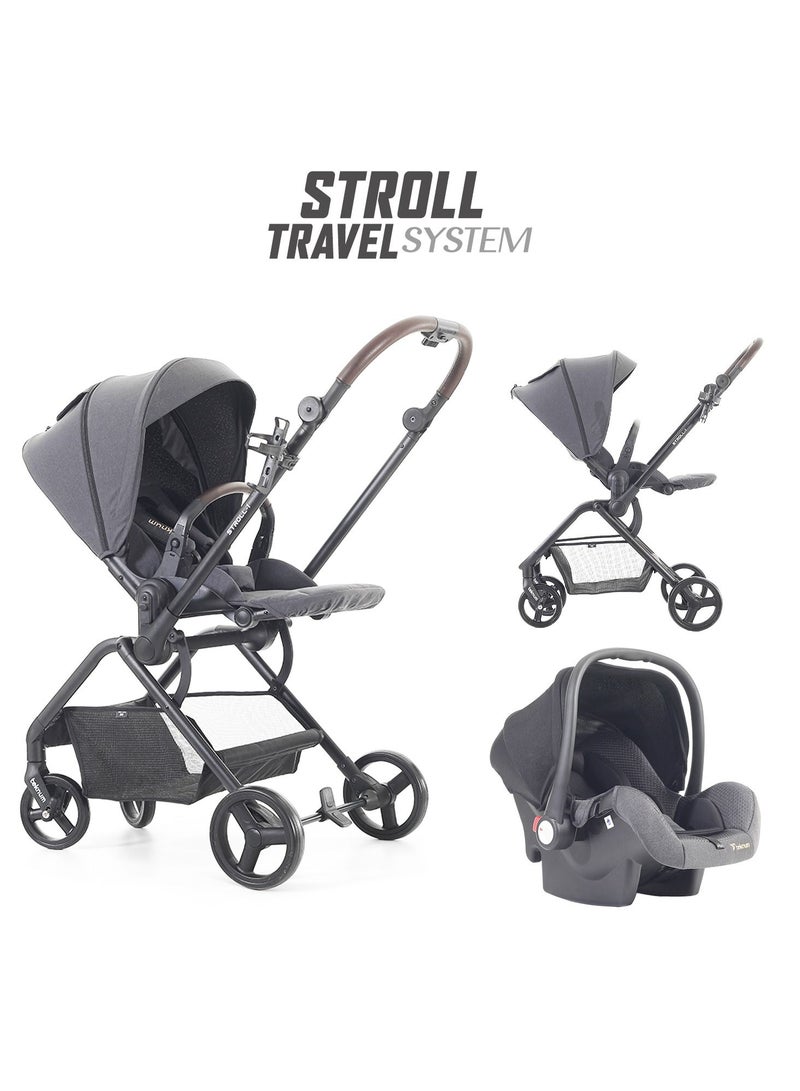 Teknum STROLL-1 Travel System w/ Reversible Stroller and Baby Car Seat - Grey - Image 1
