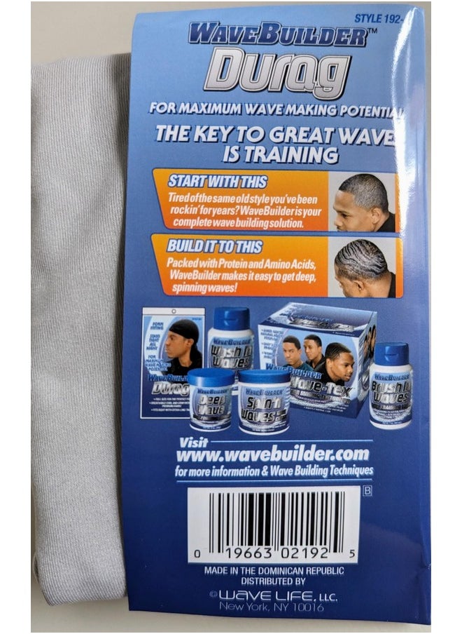 Wavebuilder Premium Stretch Durag For Smooth And Uniform Hair Waves Light Gray  - Image 4