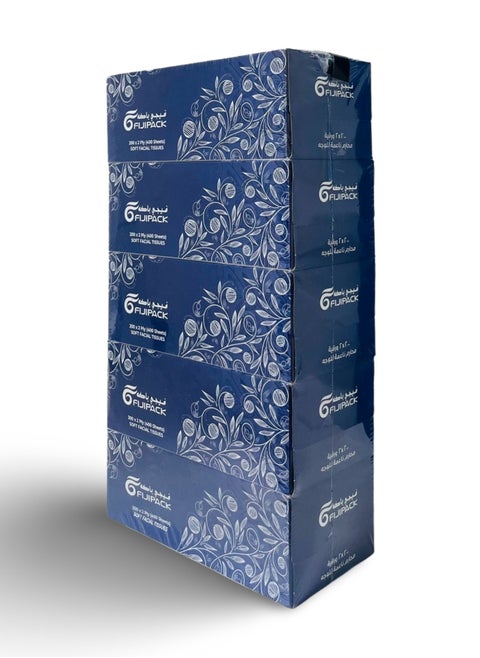 Fiji Pack facial Tissue Boxes 200 X 2 Ply pack of 5