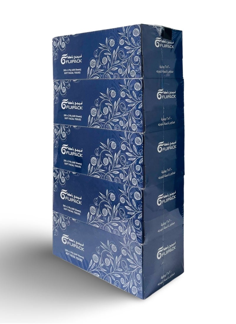 Fiji Pack facial Tissue Boxes 200 X 2 Ply pack of 5