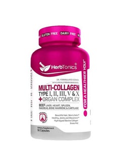 Herbtonics Multi Collagen Capsules (Types 1 2 3 5 And 10) ; Hydrolyzed Protein Peptide Grass Fed Plus Bone Broth Type 1 2 3 5 10 Healthy Hair Skin Nails (With Organ Complex)  - Image 1