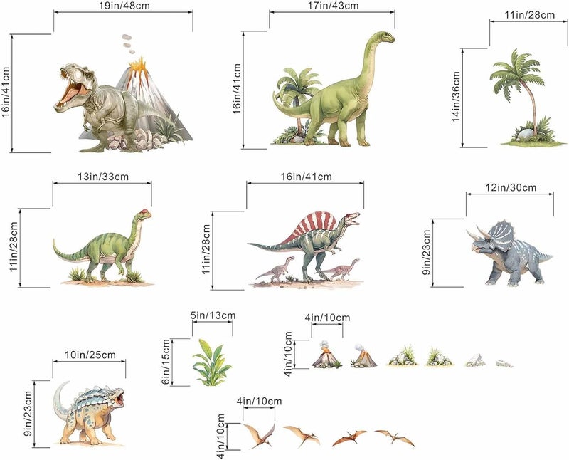 ARS Large Dinosaur Wall Stickers - Tropical Palm Tree Leaf Dino Wall Decals - Nursery Kids Baby Boys Room Daycare Playroom Classroom Wall Decor - Image 4