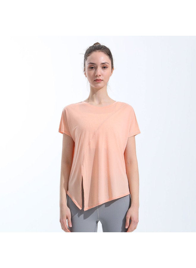 Runa Pulse Knotted Side Slit Quick-drying Fitness Loose T-shirt Breathable Slim Yoga Blouse