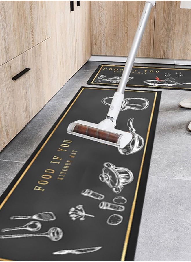 Arabest 2-Piece Geometric Pattern Kitchen Floor Mat Set Black  - Image 5