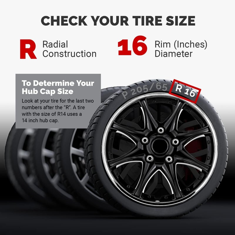 Pilot 16 Inch Black & Chrome Universal Hubcap Wheel Covers - Set of 4 - Image 3