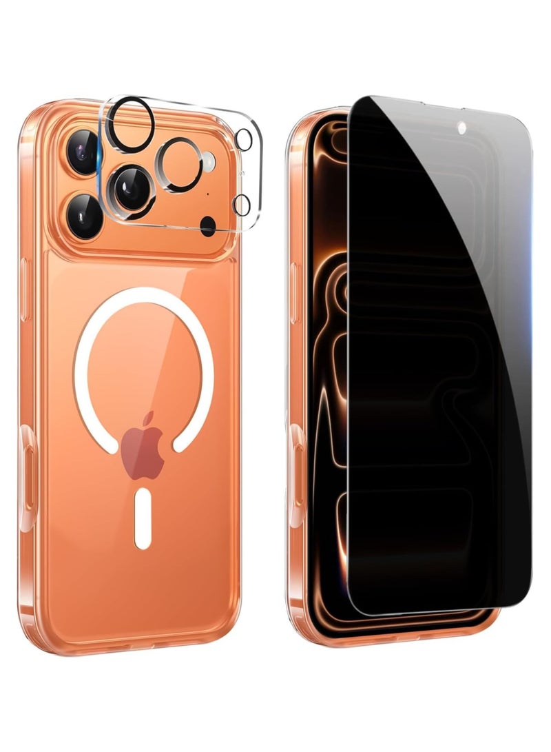 أكاليكس جراب شفاف لهاتف iPhone 17 Pro Max، جراب مغناطيسي شفاف مع واقي شاشة للخصوصية وحامي للكاميرا [متوافق مع MagSafe]، غطاء TPU مقاوم للصدمات - شفاف - Image 1