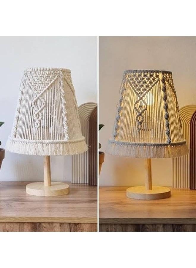 Generic - Boho macrame Decorative lamp made of natural wood and cotton macramé - Image 1
