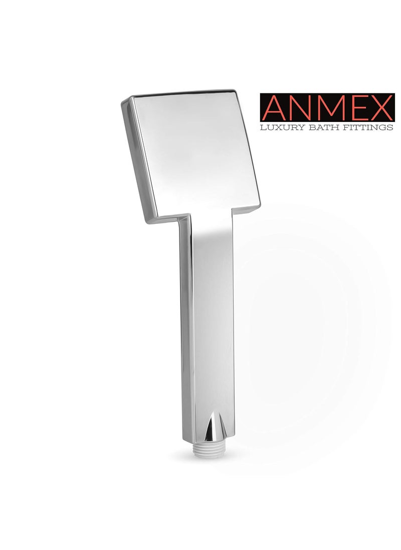 ANMEX ANMEX Square Hand Shower TelephonicBlack Chrome Plated 10 Long with 15mtr SS Shower Tube and Wall Hook  - Image 3