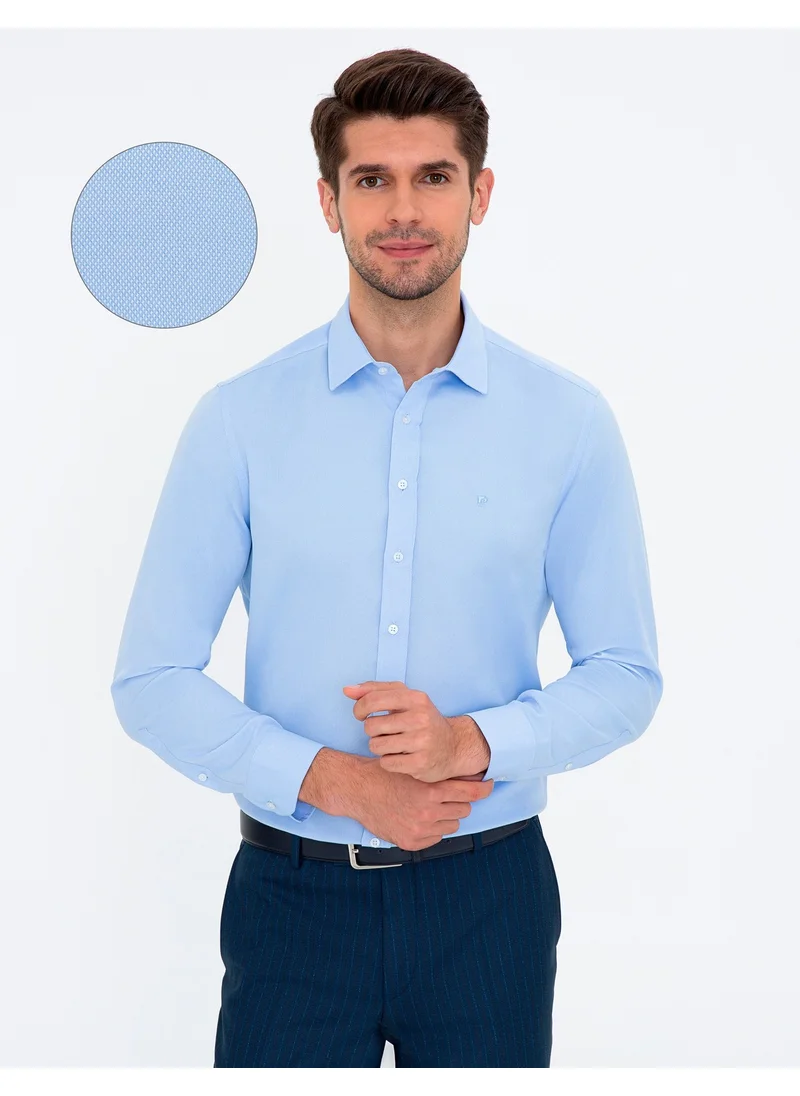 بيير كاردان Men's Dark Blue Slim Fit Oxford Shirt 50238810-VR032