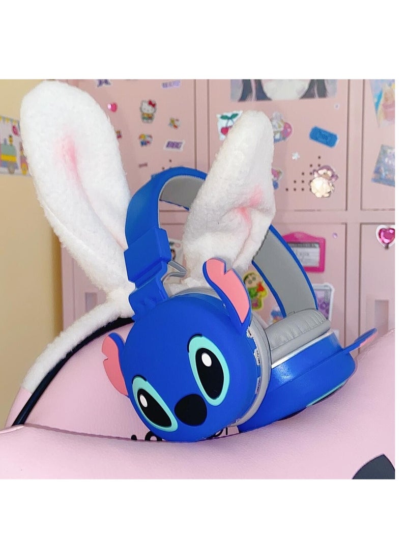 Stitch Headset Wireless Bluetooth Headset Gaming Headset Foldable Support FM Computer Mobile Phone Music Stereo Headset