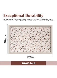 Kuber Industries Kuber Industries Center Table Cover | 40x60 Inch | Indoor & Outdoor Table Cover | Kitchen Dining Table Cloths | Cotton 4 Seater Table Cover | Brown Leaf American Slub 0024 | C.T.C | Cream  - Image 3