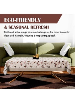 Kuber Industries Kuber Industries Center Table Cover | 40x60 Inch | Indoor & Outdoor Table Cover | Kitchen Dining Table Cloths | Cotton 4 Seater Table Cover | Brown Leaf American Slub 0024 | C.T.C | Cream  - Image 4
