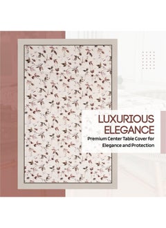 Kuber Industries Kuber Industries Center Table Cover | 40x60 Inch | Indoor & Outdoor Table Cover | Kitchen Dining Table Cloths | Cotton 4 Seater Table Cover | Brown Leaf American Slub 0024 | C.T.C | Cream  - Image 2