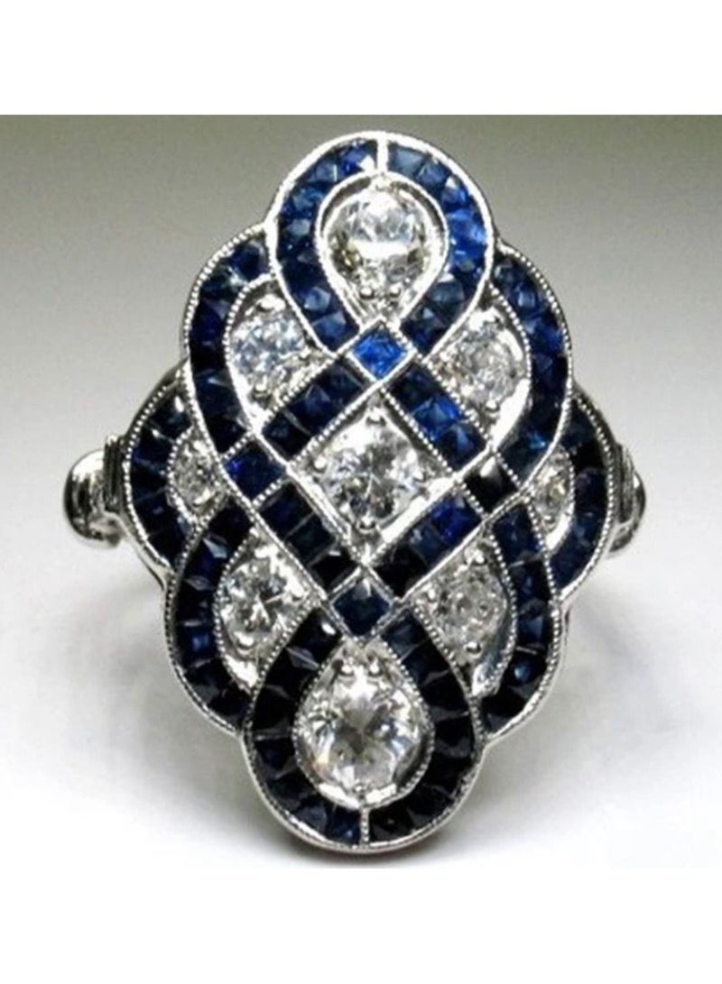 استراتيجية خاتم من الفضة الإسترليني عيار 925 مرصع بحجر الزركونيا - Image 1