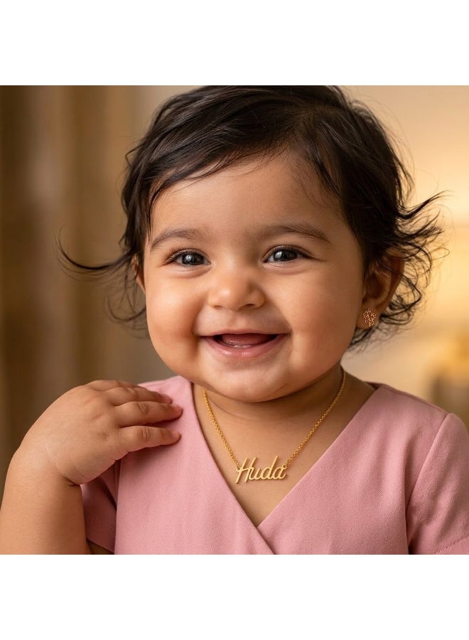 NENOUSH Baby Girl Name Necklace | English Letter Pendant Chain 30cm | Gold Tone Jewelry for Baby Girls | Fashion Necklace | Daily Wear | Party Wear - Image 2