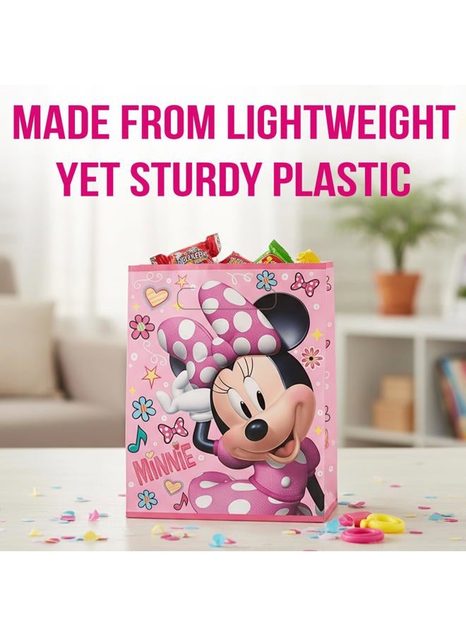 Fun Express Pink Disney's Minnie Mouse Plastic Loot Bags - 7.5" x 11" (Pack of 8) - Perfect for Kids' Birthday Parties, Minnie Mouse-Themed Events, Classroom Celebrations and More - Image 2