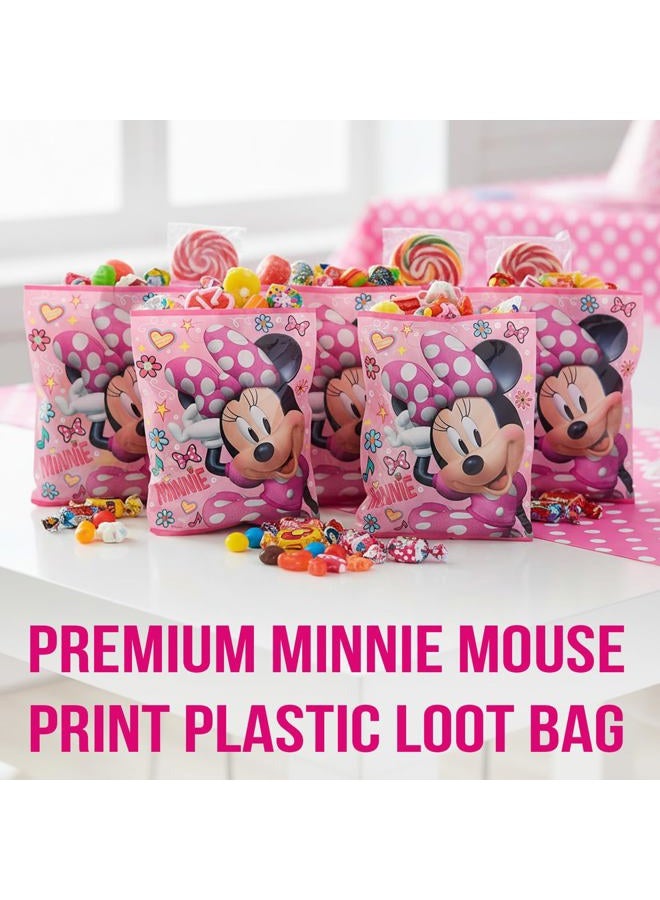 Fun Express Pink Disney's Minnie Mouse Plastic Loot Bags - 7.5" x 11" (Pack of 8) - Perfect for Kids' Birthday Parties, Minnie Mouse-Themed Events, Classroom Celebrations and More - Image 3