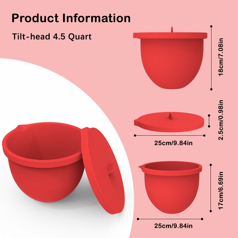 7QT 2pcs Black Silicone Insert For Tilt Head Mixer Durable And Easy To Clean Mixing Bowl With Lid Ideal For Baking And Cooking Kitchen Essentials - Image 4