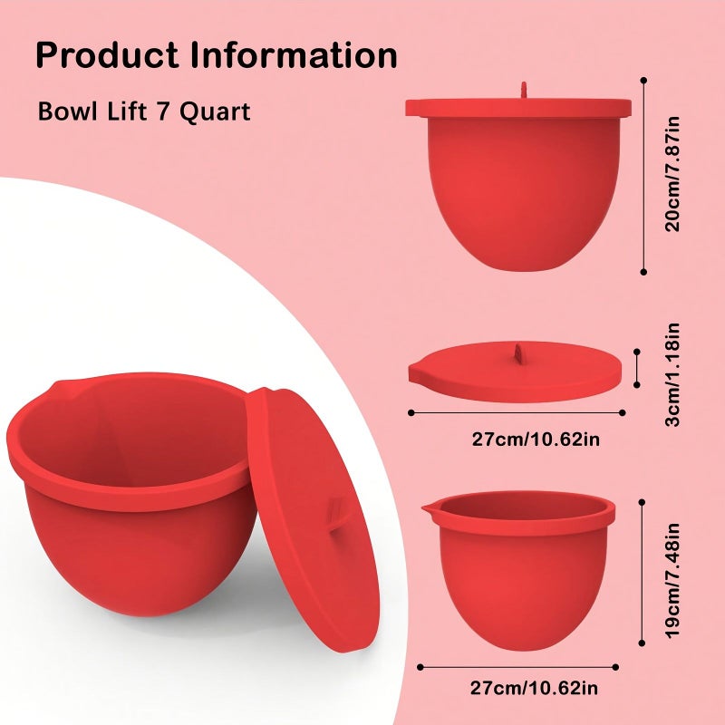 7QT 2pcs Black Silicone Insert For Tilt Head Mixer Durable And Easy To Clean Mixing Bowl With Lid Ideal For Baking And Cooking Kitchen Essentials - Image 1