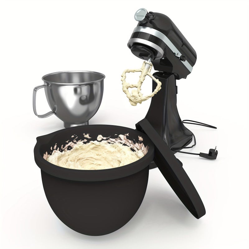 7QT 2pcs Black Silicone Insert For Tilt Head Mixer Durable And Easy To Clean Mixing Bowl With Lid Ideal For Baking And Cooking Kitchen Essentials - Image 3