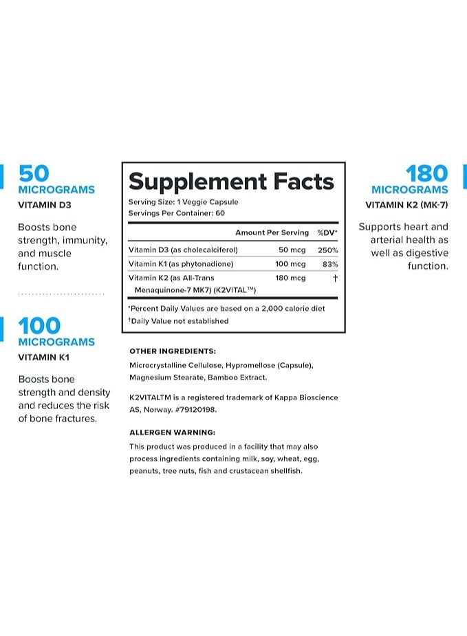 Legion Vitamin D+K 60 Capsules – Vitamin D3, K1 & K2 for Bone, Heart & Immune Support - Image 2
