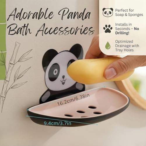 PAGALYetrade Panda Soap Dish Holder Pack of 2,Soap Holder for Bathroom, Soap Dish, Soap Stand for Bathroom, Soap Holder for Wall, Soap Case for Kitchen, Bathroom Accessories, Kitchen Items. - Image 4