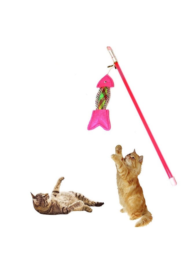 Sage Square Cat Wand Toys, Interactive Cat Toys With Catnip Fish, Colorful Ribbons & Bell For Kitty Kitten, Cat Toys For Indoor Cats Cat Teaser Cat String Toy Cat Accessories - Image 1