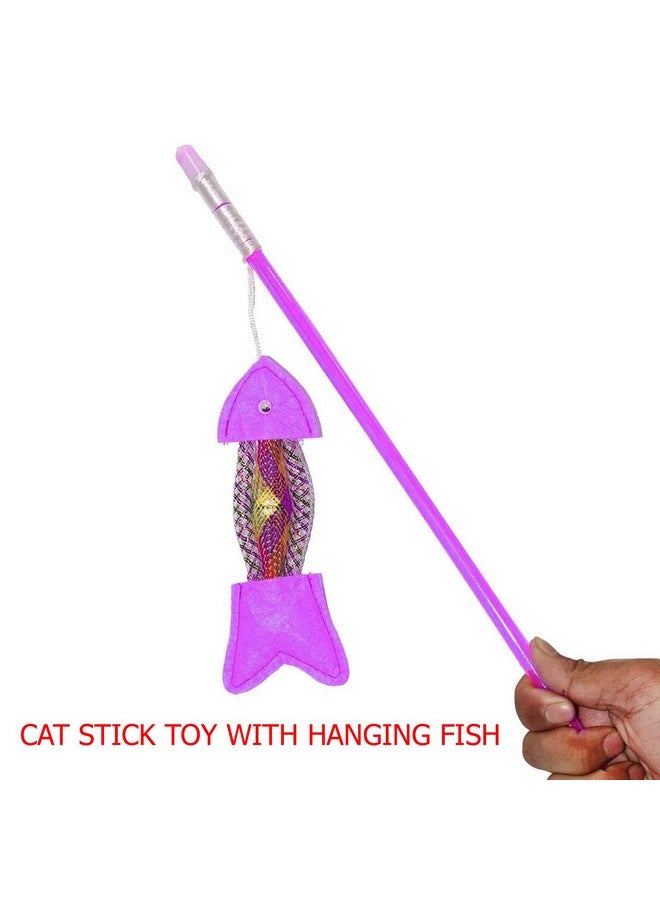 Sage Square Cat Wand Toys, Interactive Cat Toys With Catnip Fish, Colorful Ribbons & Bell For Kitty Kitten, Cat Toys For Indoor Cats Cat Teaser Cat String Toy Cat Accessories - Image 5